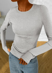 Casual Long Sleeved Round Neck Y2k Top
