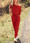 PRETTYGARDEN Dressy Off Shoulder Romper Spring Vacation Travel Lounge Outfits Clothes
