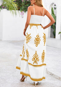 Floral Sundress Spaghetti Strap Flowy Beach Vacation Boho Maxi Dresses