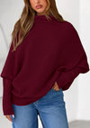 PRETTYGARDEN Womens Sweaters Fall Fashion Casual Loose Turtleneck Batwing Long Sleeve Knit Sweater Pullover Tops