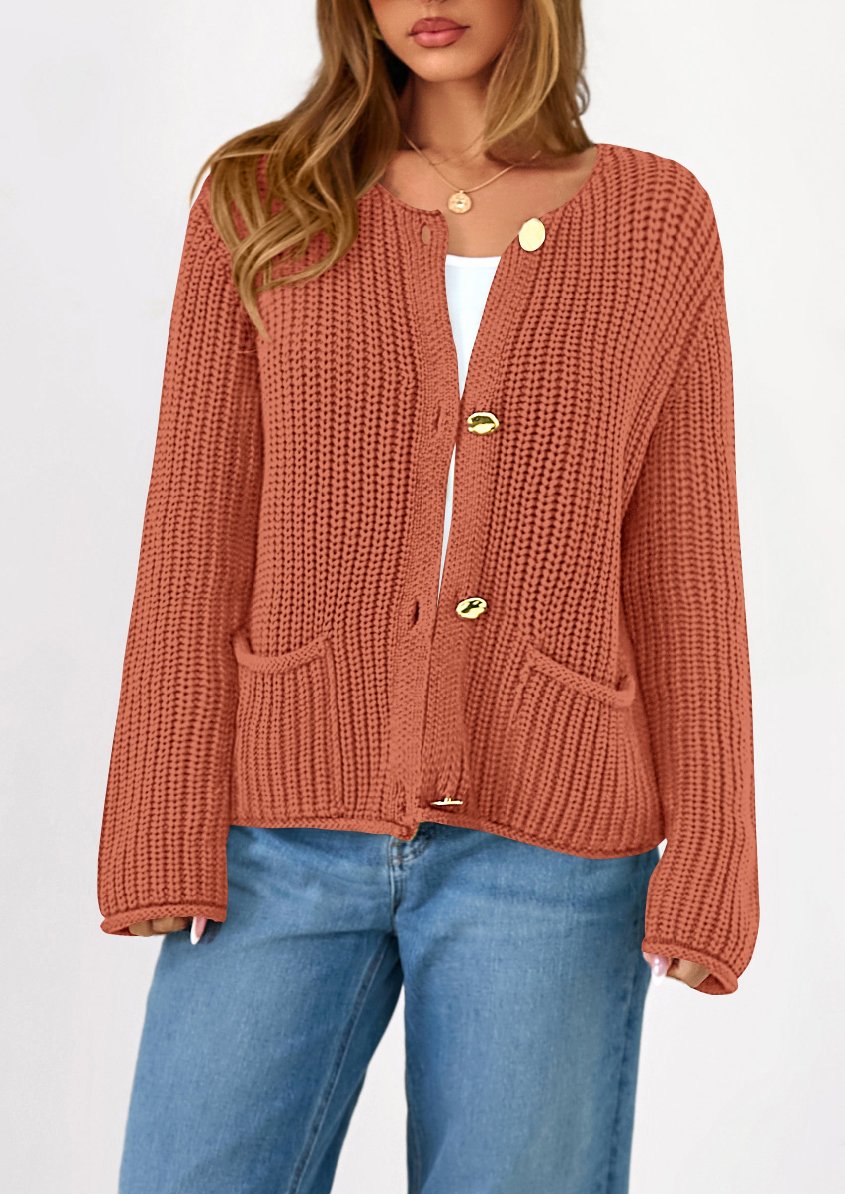PRETTYGARDEN Cardigan Sweaters for Women Trendy Oversized Knit Chunky Button Cardigans Fall Winter Outfits with Pockets