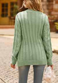Knitted Solid Color Button Down Chunky Outwear Cardigan