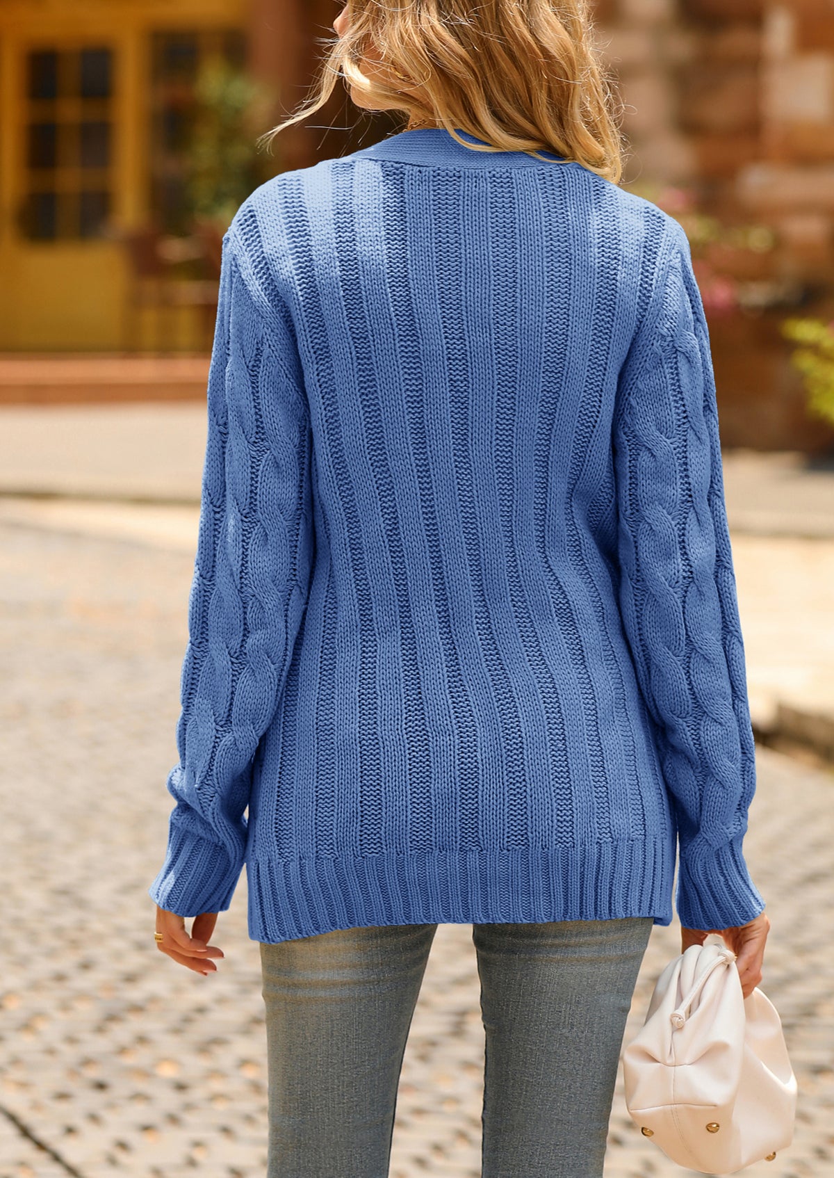 Knitted Solid Color Button Down Chunky Outwear Cardigan