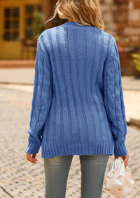 Knitted Solid Color Button Down Chunky Outwear Cardigan