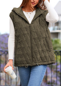 Casual Sleeveless Hooded Zipper Jacket Jacket