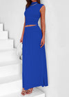 PRETTYGARDEN Skirt Sets Ruched Tank Tops Ruffle Maxi Skirts Wedding Guest Matching 2 Piece Outfits