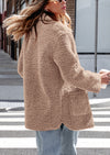 PRETTYGARDEN Women's Winter Faux Fur Coats Long Sleeve Lapel Button Down Pockets Fleece Sherpa Jacket Casual Trendy Outerwear
