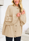PRETTYGARDEN Women's Winter Button Down Cardigan Sweaters Mock Neck Lantern Long Sleeve Chunky Knit Jacket Trendy Outerwear