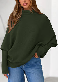 PRETTYGARDEN Womens Sweaters Fall Fashion Casual Loose Turtleneck Batwing Long Sleeve Knit Sweater Pullover Tops