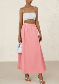 Ruffle High Waisted Casual Long Flowy Maxi Skirts with Pockets