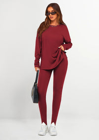 PRETTYGARDEN 2 Piece Outfits Casual Long Sleeve Tunic Tops Legging Pants Lounge Sets Sweatsuits