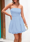 PRETTYGARDEN Women's Bubble Mini Short Dress 2025 Summer Casual A Line Strapless Tube Top Sundress Trendy Smocked Dresses