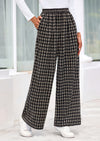 PRETTYGARDEN Casual Women's Pants Elastic Waist Palazzo Long Stretchy Wide Leg Trousers Knit Fall Outfits with Pockets
