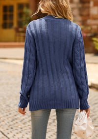 Knitted Solid Color Button Down Chunky Outwear Cardigan