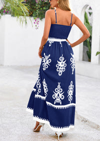 Floral Sundress Spaghetti Strap Flowy Beach Vacation Boho Maxi Dresses