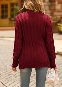 Knitted Solid Color Button Down Chunky Outwear Cardigan