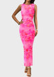 Floral Bodycon Sleeveless Mesh Maxi Long Dresses
