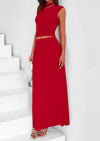 PRETTYGARDEN Skirt Sets Ruched Tank Tops Ruffle Maxi Skirts Wedding Guest Matching 2 Piece Outfits