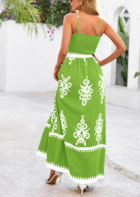 Floral Sundress Spaghetti Strap Flowy Beach Vacation Boho Maxi Dresses