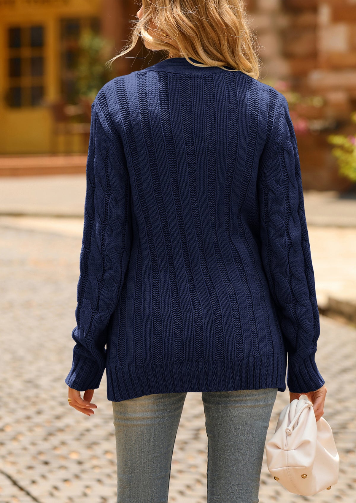 Knitted Solid Color Button Down Chunky Outwear Cardigan