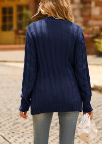 Knitted Solid Color Button Down Chunky Outwear Cardigan