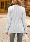 Knitted Solid Color Button Down Chunky Outwear Cardigan