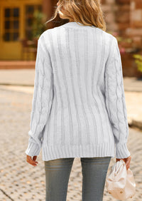 Knitted Solid Color Button Down Chunky Outwear Cardigan