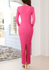 PRETTYGARDEN Bodycon Maxi Dress Fall Floral Long Sleeve Sexy Mesh Cocktail Wedding Guest Long Dresses