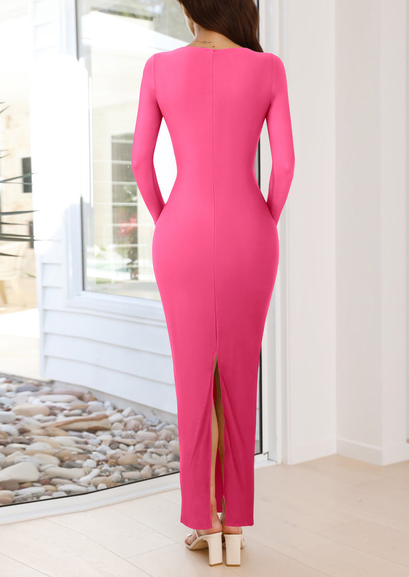 PRETTYGARDEN Bodycon Maxi Dress Fall Floral Long Sleeve Sexy Mesh Cocktail Wedding Guest Long Dresses