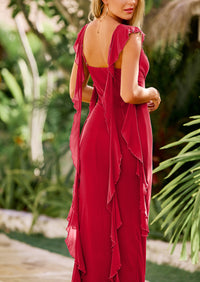 Sleeveless Ruffle Cocktail Party Maxi Bodycon Dresses