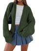 Solid Color Knitted Long Sleeved Cardigan