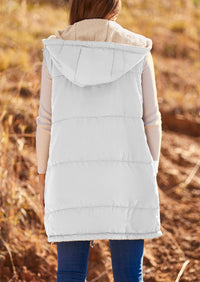 PRETTYGARDEN Womens Fall Reversible Vests Sleeveless Fleece Jacket Zip Up Hoodie Pockets Long Warm Winter Coat Outerwear