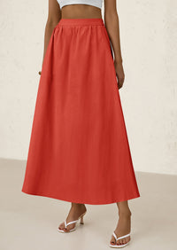 Ruffle High Waisted Casual Long Flowy Maxi Skirts with Pockets