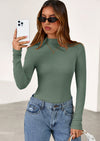 PRETTYGARDEN Women's Turtleneck Long Sleeve Shirts Fall Basic Tees Ribbed Fitted Tops Thermal Layering Knit Top Clothes