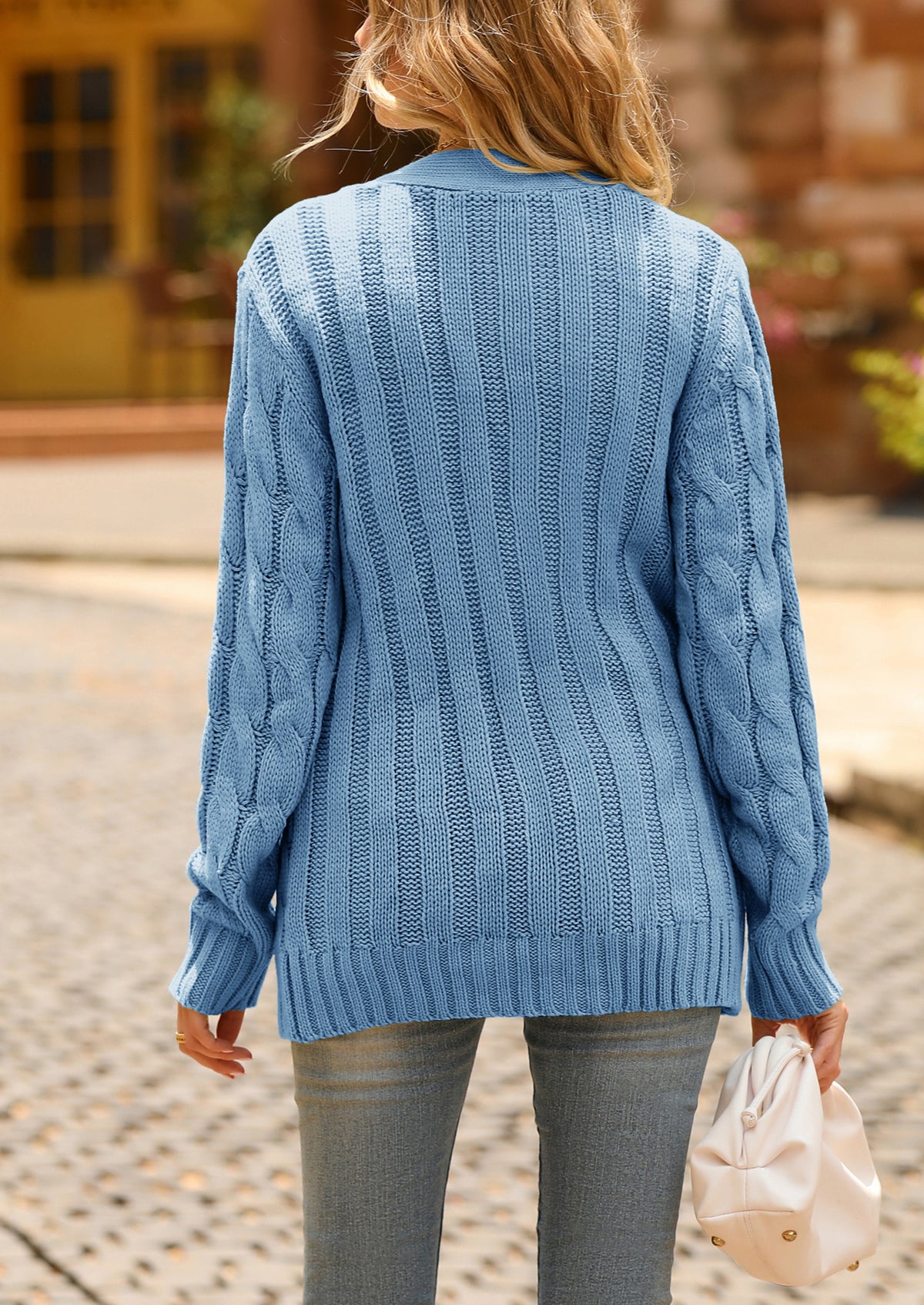 Knitted Solid Color Button Down Chunky Outwear Cardigan