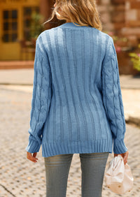 Knitted Solid Color Button Down Chunky Outwear Cardigan
