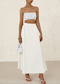 Ruffle High Waisted Casual Long Flowy Maxi Skirts with Pockets