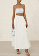 Ruffle High Waisted Casual Long Flowy Maxi Skirts with Pockets