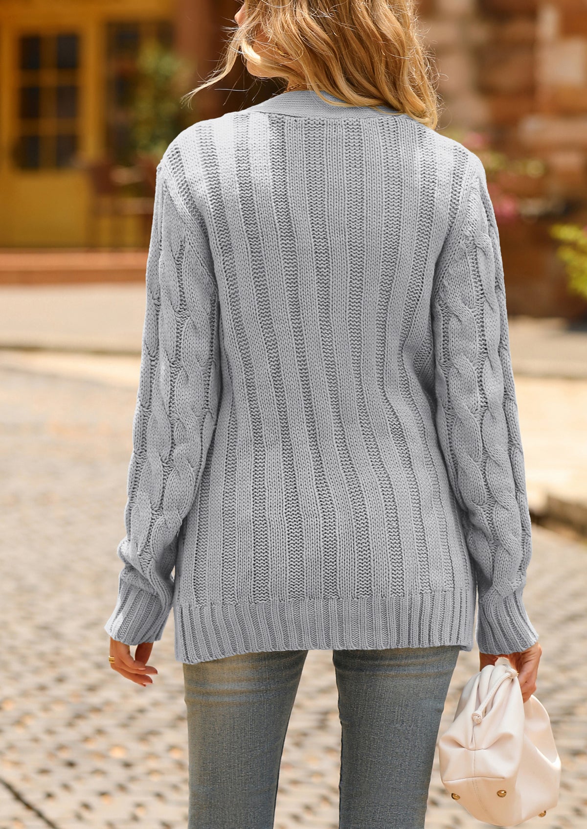 Knitted Solid Color Button Down Chunky Outwear Cardigan