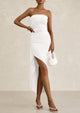 Ruched Bodycon Off Shoulder Asymmetrical High Split Elegant Cocktail Party Dresses