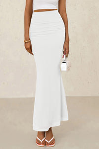 Mermaid Bodycon Trendy Casual High Waisted Ruffle Ruched Long Mesh Skirts