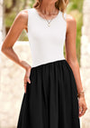 PRETTYGARDEN Women's Maxi Sundress Casual Summer Sleeveless Asymmetrical Drop Waist Patchwork Long Flowy Tank Dresses