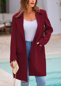 PRETTYGARDEN Women's Spring Fall Long Blazer Jackets Long Sleeve Lapel Pockets Loose Fit Work Casual Blazers Outerwear