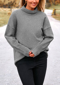 Long Sleeve Oversized Chunky Knitted Casual Turtleneck Sweaters