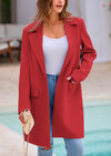 PRETTYGARDEN Women's Spring Fall Long Blazer Jackets Long Sleeve Lapel Pockets Loose Fit Work Casual Blazers Outerwear