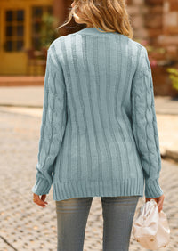Knitted Solid Color Button Down Chunky Outwear Cardigan