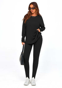 PRETTYGARDEN 2 Piece Outfits Casual Long Sleeve Tunic Tops Legging Pants Lounge Sets Sweatsuits