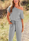 PRETTYGARDEN Dressy Off Shoulder Romper Spring Vacation Travel Lounge Outfits Clothes