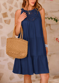Leisure sleeveless A-line mini beach vacation dress