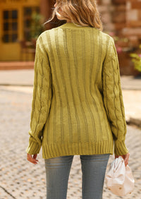 Knitted Solid Color Button Down Chunky Outwear Cardigan